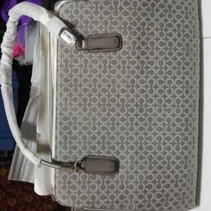 BNWT COACH LIGHT GRAY NEEDLEPOINT MADISON CARRYALL